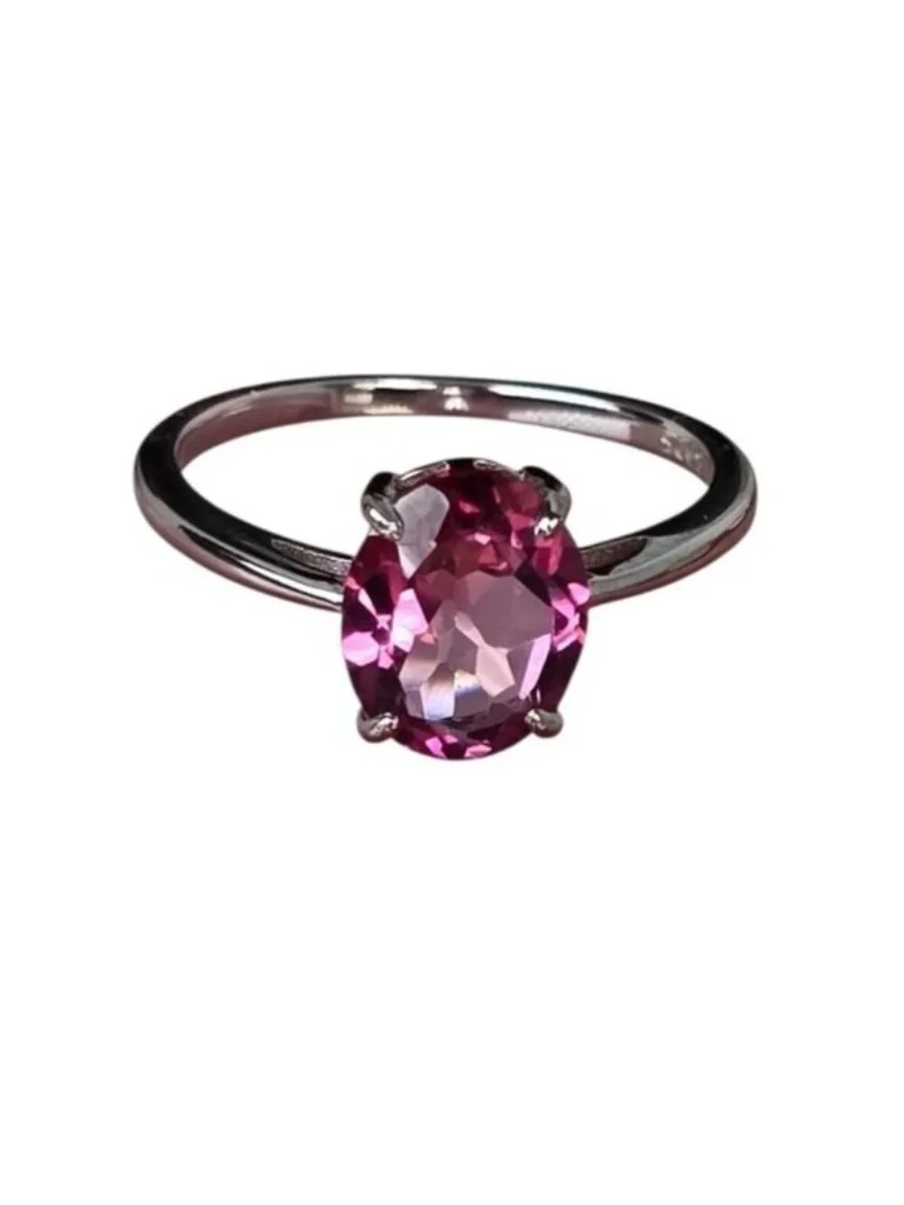 925 Sterling Silver Ring with Natural Pink Topaz  Gem